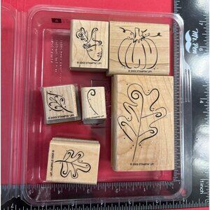 Stampin Up! Fall Whimsy Wood Mounted Rubber Stamps Set Of 6